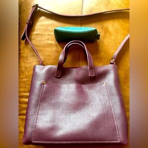 Genuine Leather Handbag with Small Leather Pouch